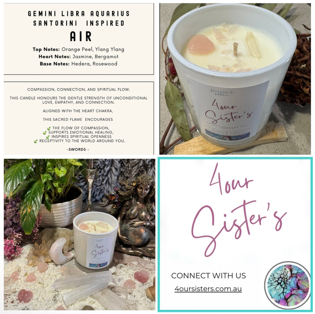 Air Candle- Gemini, Libra,￼Aquarius 300g Heart Chakra- Love ￼